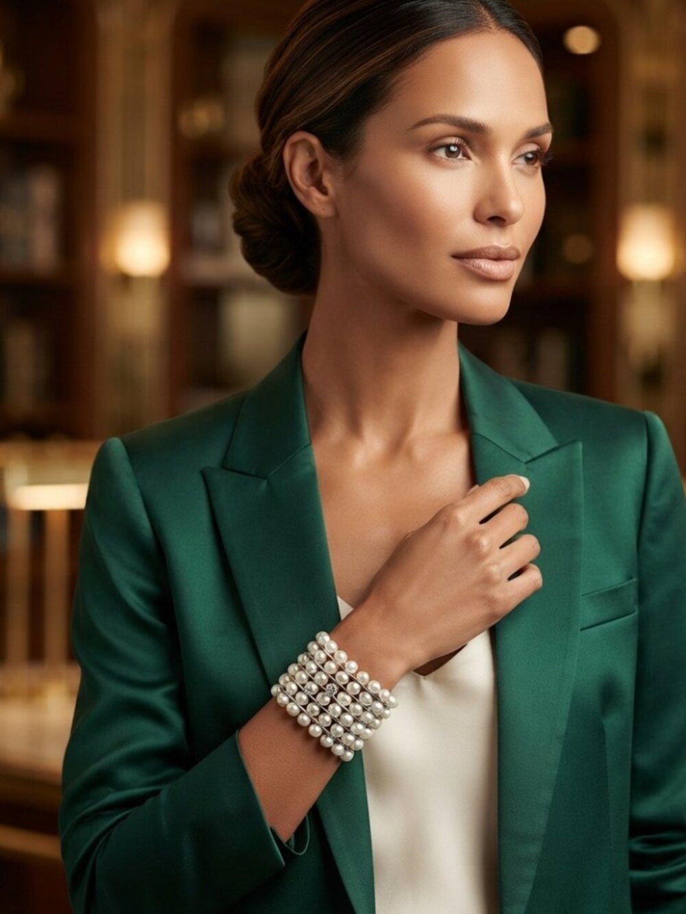 Multi-Strand White Pearl Stretch Bracelet - Classic Elegant Style